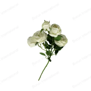 5-Head White Austin Artificial Rose