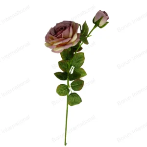 2-Head Vintage Gray-Purple Artificial Rose