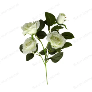 4-Head White Small Rose Artificial Flower