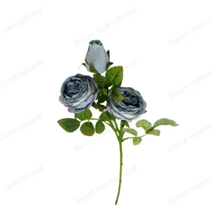 3-Head Hazy Blue Rose Single Stem