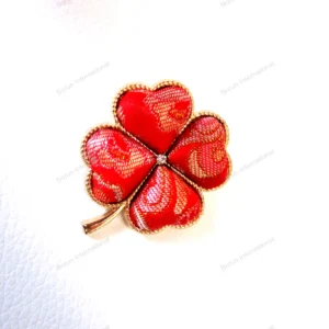 Intangible Heritage Brocade Four-Leaf Clover Hair Clip