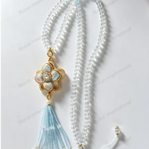 Intangible Heritage Song Brocade Four-Leaf Clover Beaded Chain Pendant